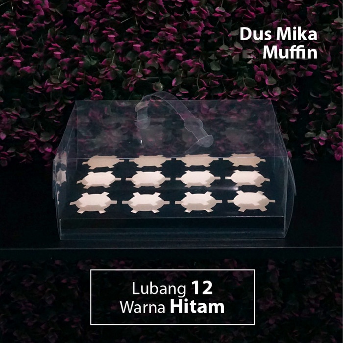 

Box Mika Muffin Transparan - Lubang 12 - Dus Cupcake - Hitam