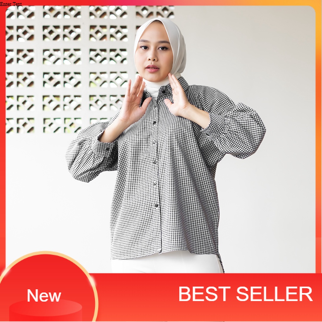 HaymeeIDN - Kemeja Flanel Wanita Lengan Panjang Baju Atasan Cewe Motif Kotak/distro biru pink oren