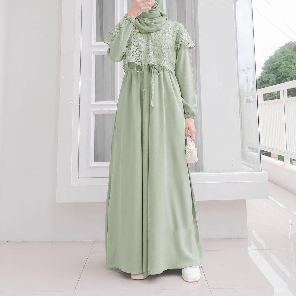 Gamis Emma Elegan Kondangan Muslim Mewah Shakila Kombinasi Brokat Cantik