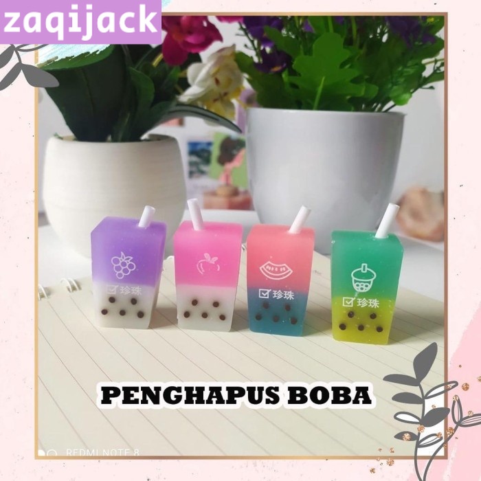 

1pc Penghapus Pensil Boba Bubble Tea Milk Tea Stip Setip Eraser Pencil