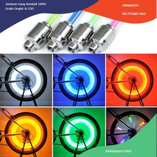 Bike Car Tyre Neon Wheel LED Tutup Pentil LED Ban Motor Mobil Sepeda - Merah Muda