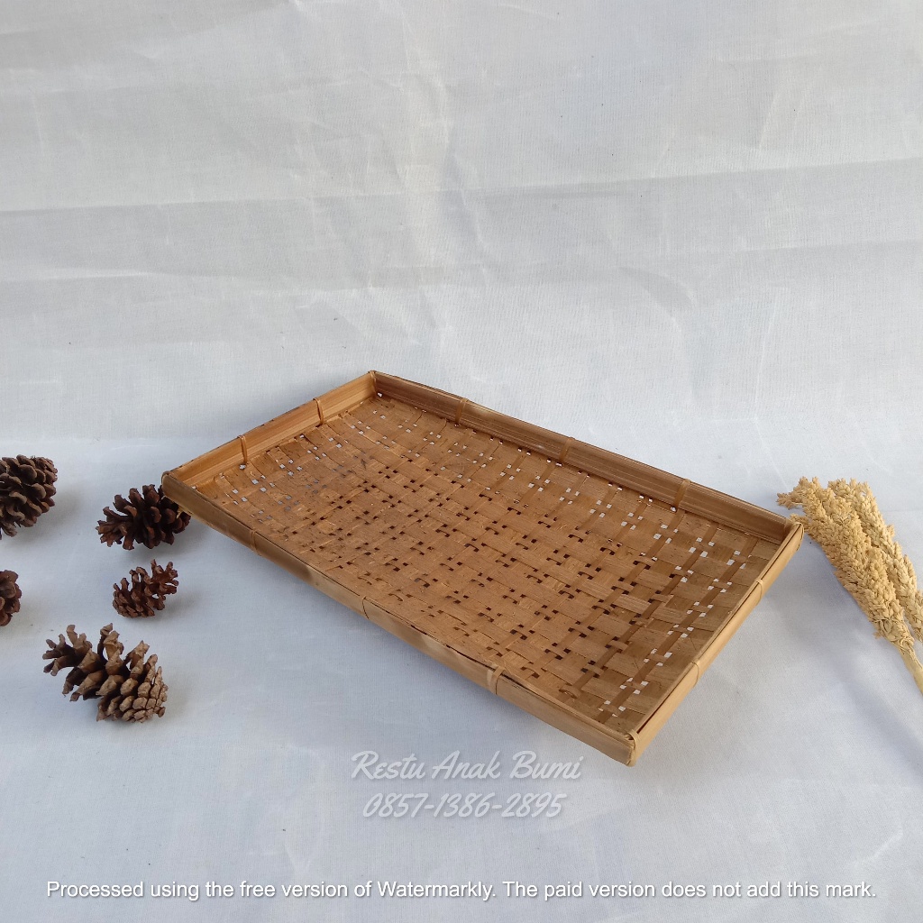 Piring panjang Bambu Persegi Panjang S-XL Alas makan | piring saji bambu | Tempat Snack | Wadah Saji