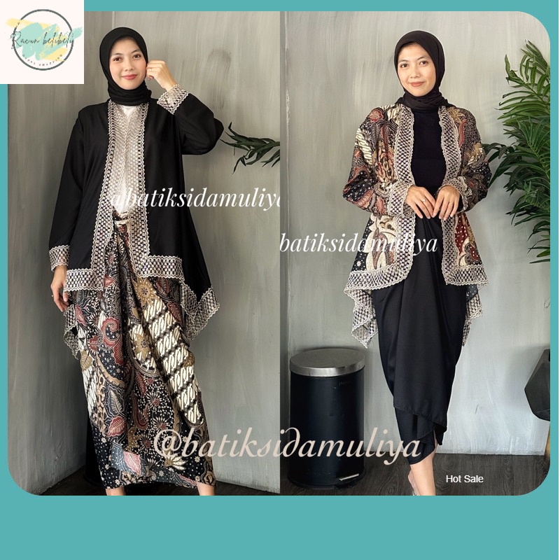 BAJU BATIK WANITA TERBARU 2023 / One Set Batik Renda Wanita Atasan Setelan Outer Rok Lilit By Batik 