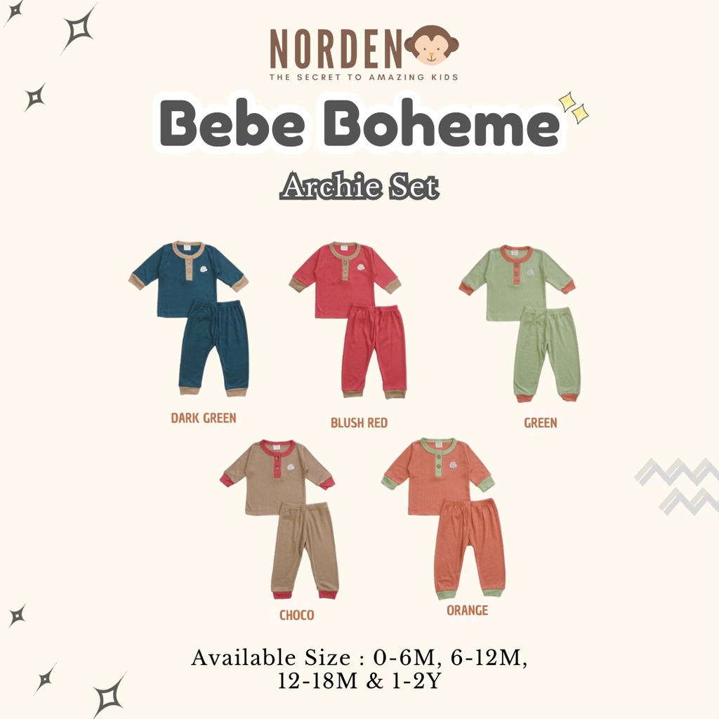 [ND] Bebe Boheme Archie Long Set / Set Panjang Anak / Baju Panjang