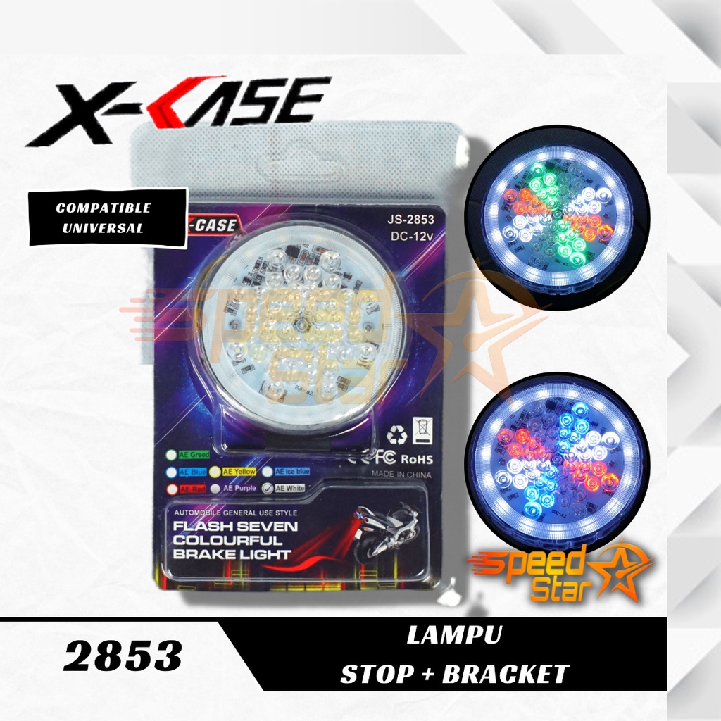 Lampu Stop Motor + Bracket X-Case 2853 7 Warna Universal Semua Motor