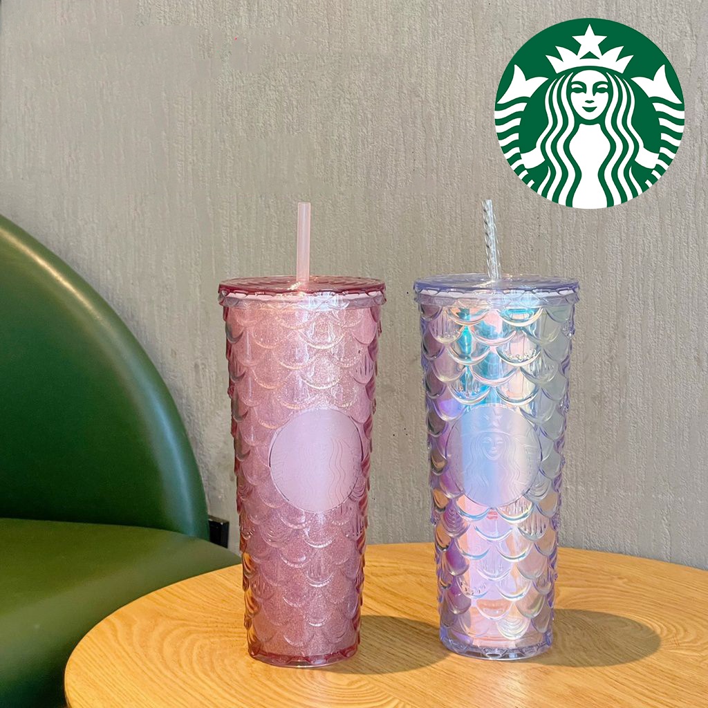 FLASHSALE [GGW] 710ML STARBUCKS TUMBLER FISH SCALE STRAW CUPS STARBUCKS MERMAID PINK/PURPLE COLD CUP
