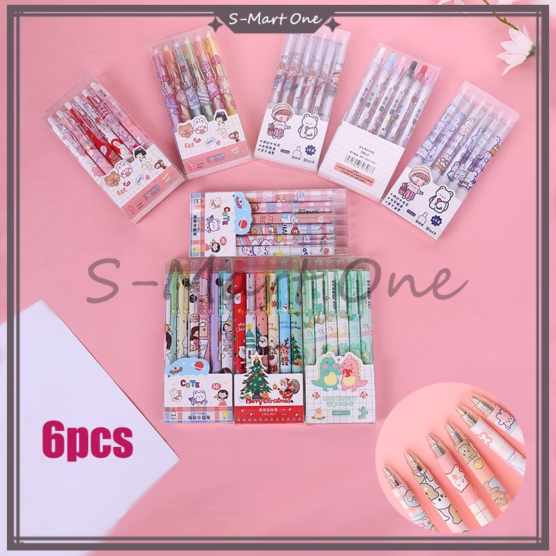 

pena gel mekanik pola lucu-（0,5mm hitam）/Set Pulpen Gel 6 Pcs / Pulpen Gel Lucu/pulpen gel mekanik lucu/ Ballpoint Mekanik Pulpen Set Isi 6 PCS