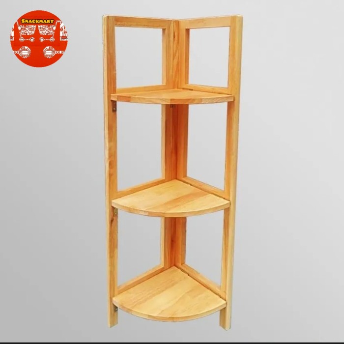 Rak Sudut Kayu Premium / Rak Sudut Lipat/ Rak Kayu Homemade 3 tingkat