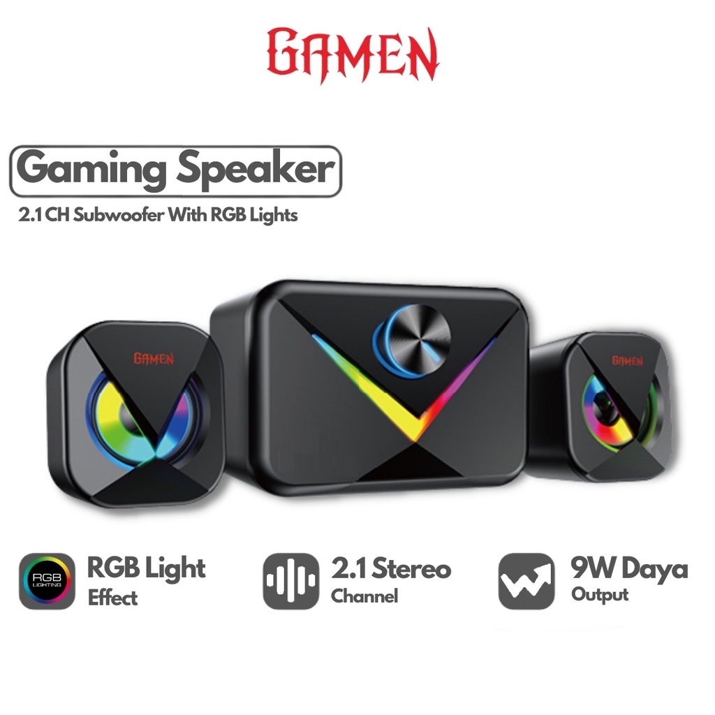 Speaker Gaming GAMEN GS10 Wired RBG Komputer/Laptop | Speaker Komputer Kabel Gaming GAMEN GS10