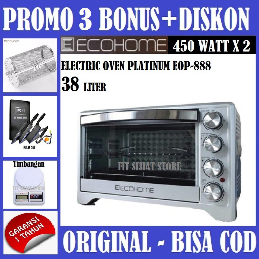 ECOHOME ELECTRIC OVEN PLATINUM EOP-888 - OVEN LISTRIK ECOHOME LOW WATT - KAPASITAS 38 L