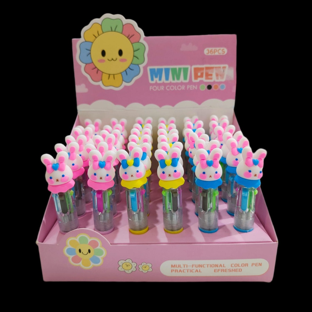 

4 IN 1 MINI MULTI COLOR PEN RABBIT / PENA BALLPOINT FANCY ATK STATIONERY SEKOLAH KANTOR STIPPPA KELINCI