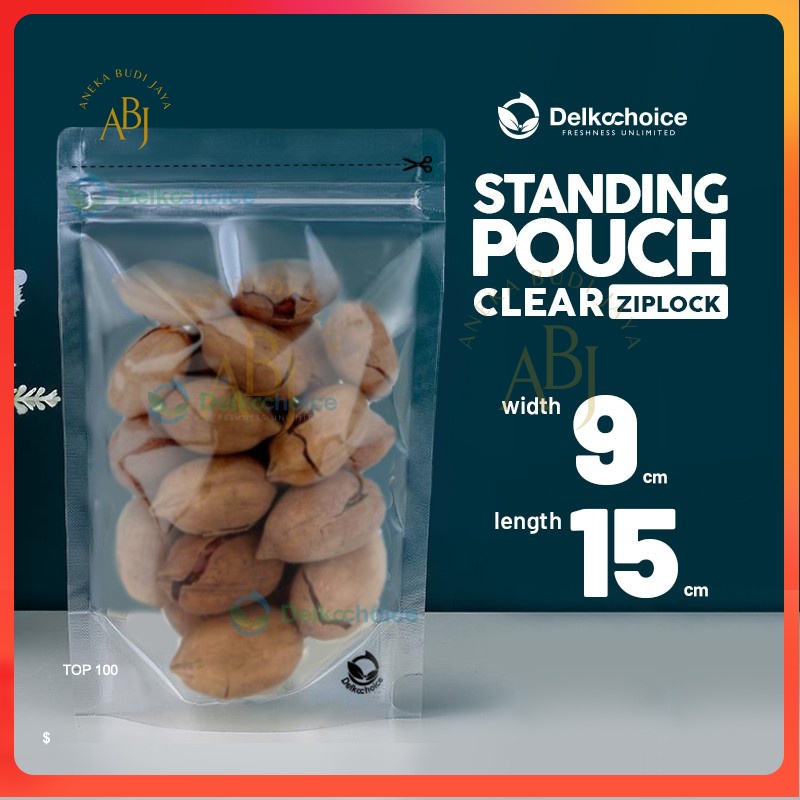 Standing Pouch Clear Ziplock Plastik Klip Kantong Makanan Murah 9x15