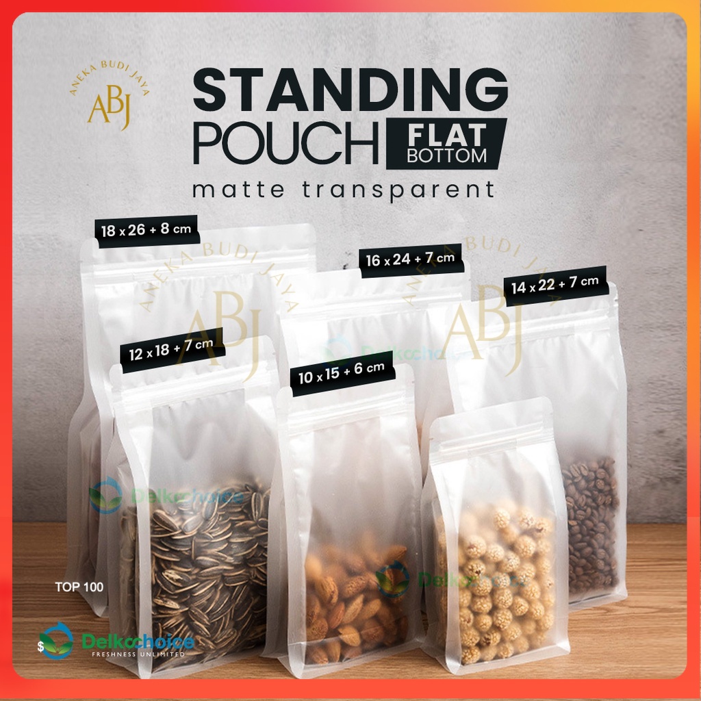 Standing Pouch Flat Bottom Matte Doff / Plastik Kemasan Snack Satuan