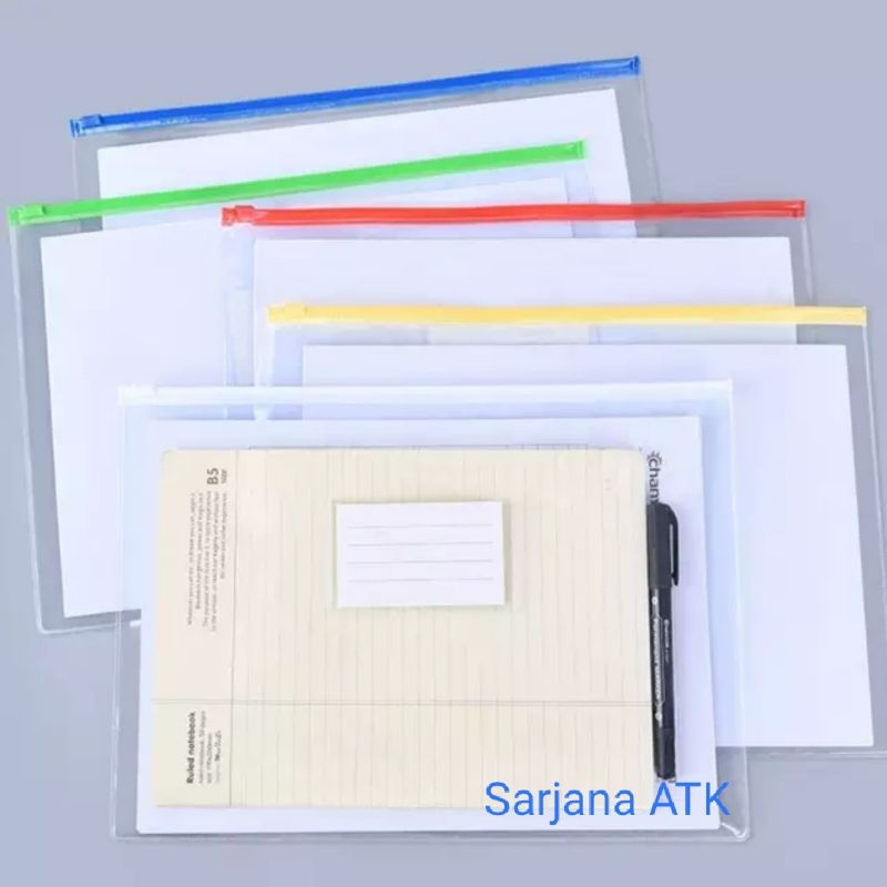

Map Plastik Pocket File Zipper Ukuran F4 A4 Transparan BIG 9006