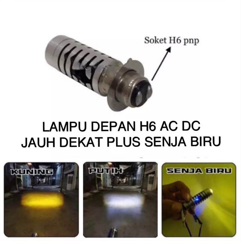 Lampu LED Depan Utama Motor H4 H6 12 volt DC / AC supra X 125 lama,Vixion Megapro Aksesoris Matic ut