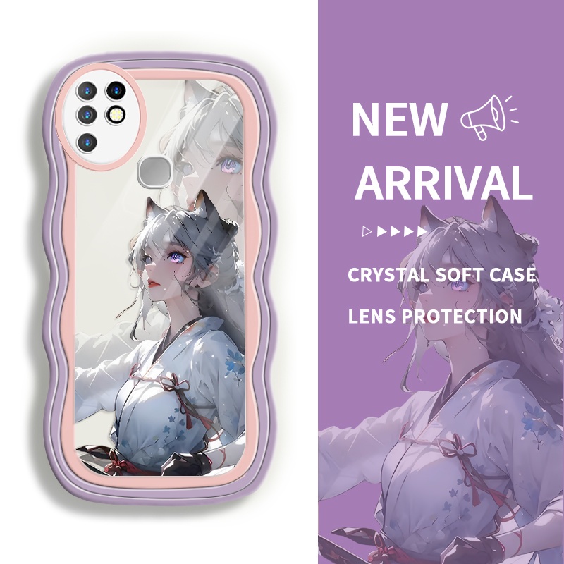 Case hp for Infinix Hot 10 Play Hot 11 Play Hot 11 Hot 11s NFC Hot 12 Play Hot 12 Hot 12i Hot 10 Hot 11s  Gadis anime bertelinga kucing yang cantik Soft Silicone Clear Casing