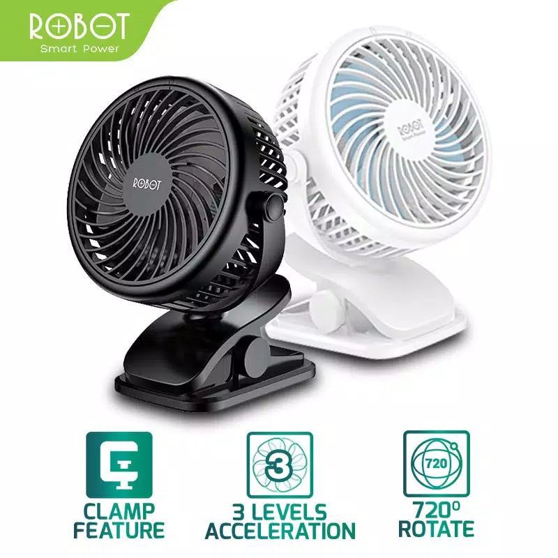 Kipas Angin Robot RT-BF10 Mini Fan Portable Kipas USB Jepit Meja Kipas Berdiri Standing Original