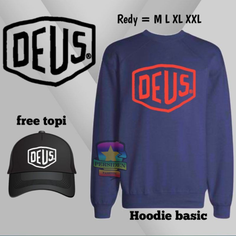 Plus Topi sweater basic berlogo Deus Hitam Pria Wanita Import Kekinian