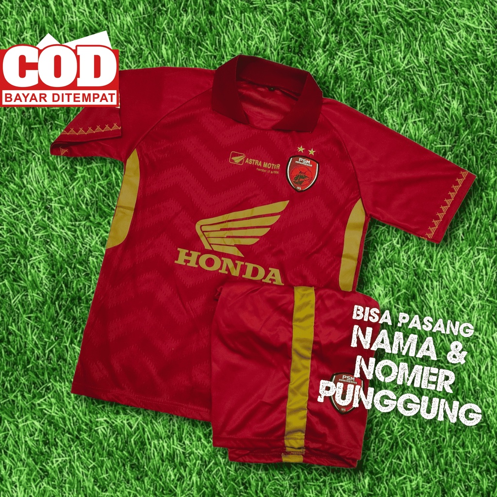 Setelan Jersey PSM Home Merah Makassar Musim 2023/2024 Terbaru Set Adem Bahan Hyget Serena Sport Dew