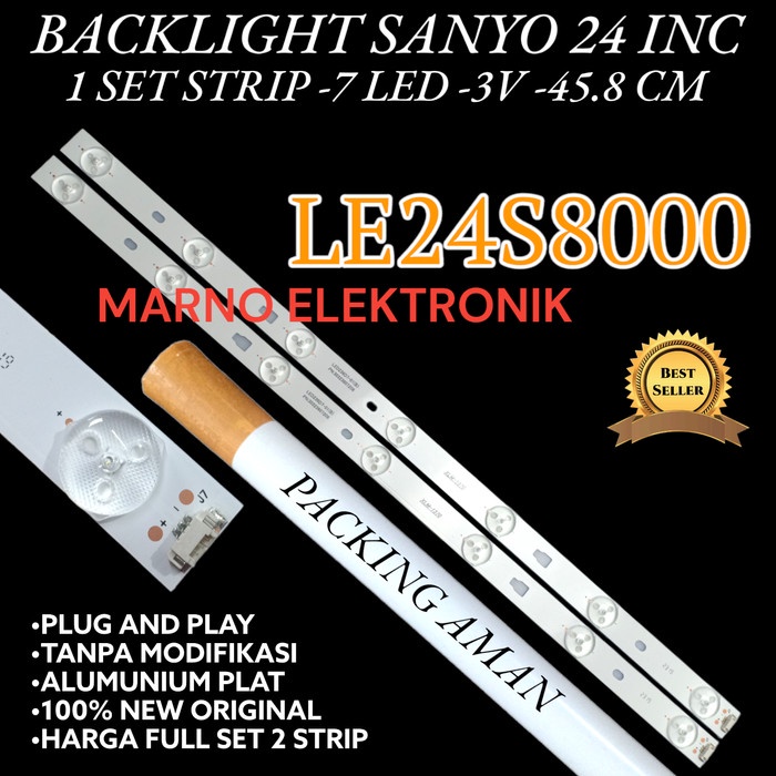 BACKLIGHT SANYO 24 INC LE24S8000 LE 24S8000 7K 3V LAMPU BL LE-24S8000 PART TOOL ELECTRO