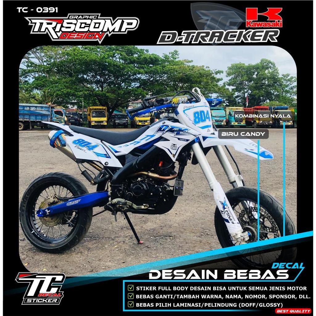 Sticker Dtracker Fullbody Decal Dtracker Stiker motor KLX 150BF KLX Lama Gordon DTX KTM Viar Warna p