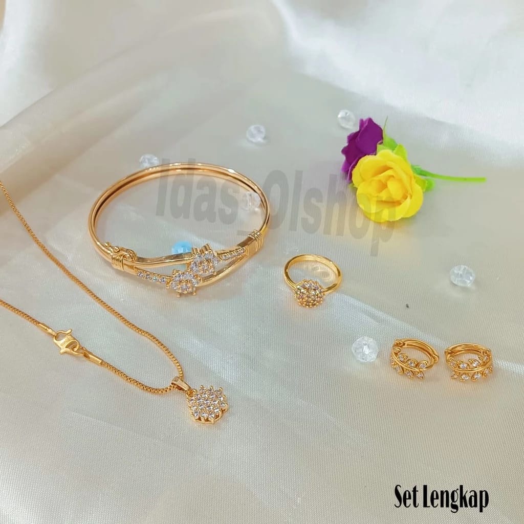 Fashion Jewelry - PROMO Set Perhiasan Emas 24K Original Titanium Asli Anti Karat Nyaman Untuk Harian