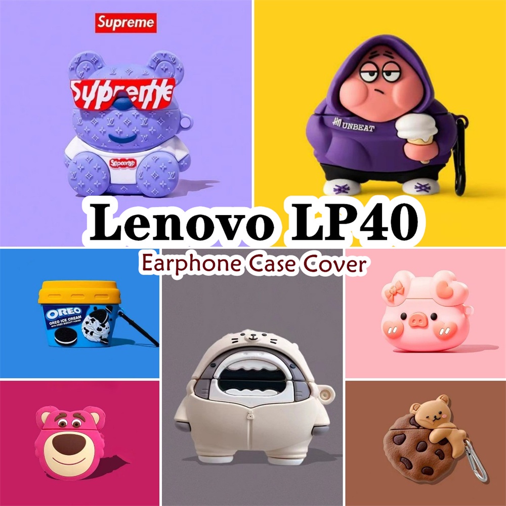 【distinctive】Untuk Lenovo LP40 Case Kartun Beruang kue Soft Silicone Earphone Case Cover NO.1