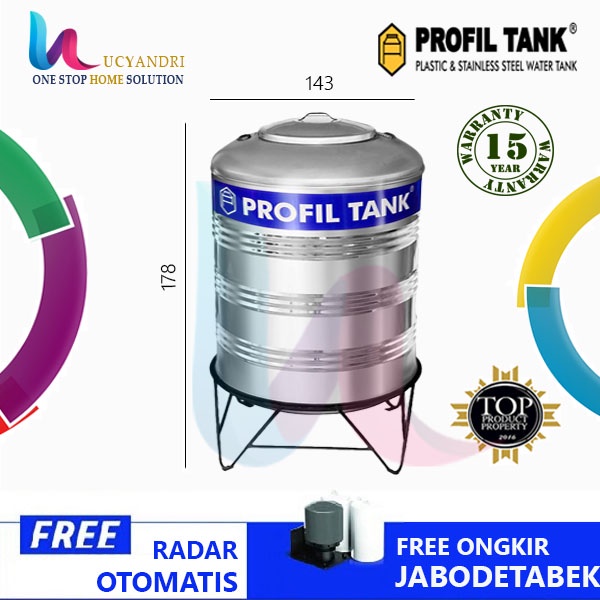 Tangki Air Stainless Profil Tank PS 2500 PAKAI KAKI