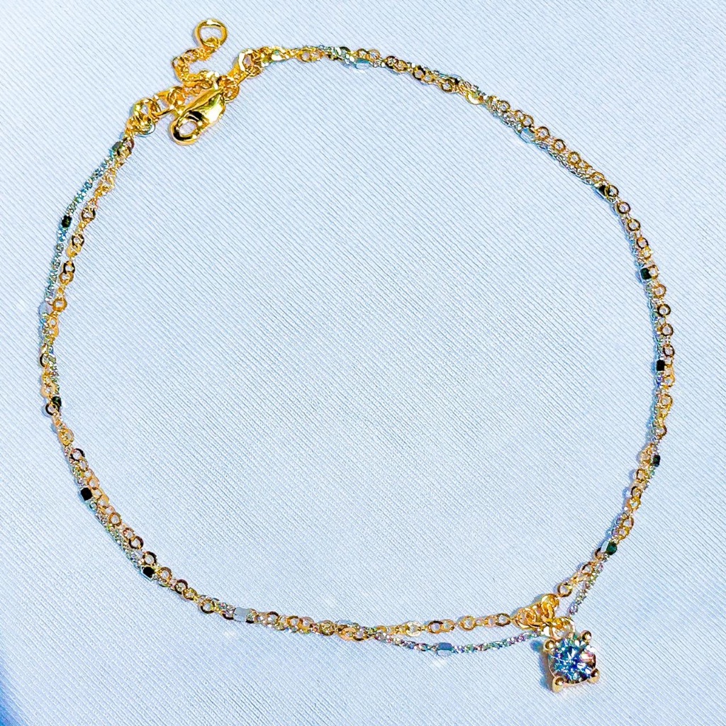 NEW Gelang KAKI anak dan dewasa emas asli kadar 700 70 16k jedar lepes 2 layer mix whitegold rantai 