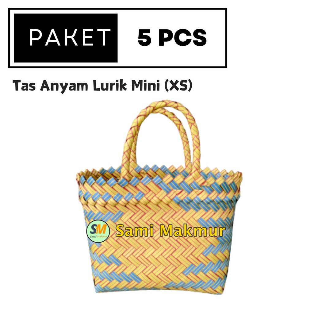 

PAKET HEMAT 5 PCS Tas Anyaman Plastik LURIK MINI (XS) Anyam Hampers Souvenir Bingkisan Snack Roti