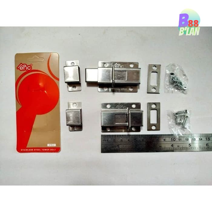 SLOT KUNCI PINTU JENDELA GRENDEL STAINLESS EPIC TOWER BOLT 2 INCH B88 Grendel Slot pintu gudang laci