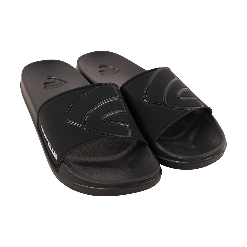 SANDAL SLIDE LOGO SIMPLE CASUAL PRIA WANITA HITAM FRIDAY KILLER | MC OG DARK