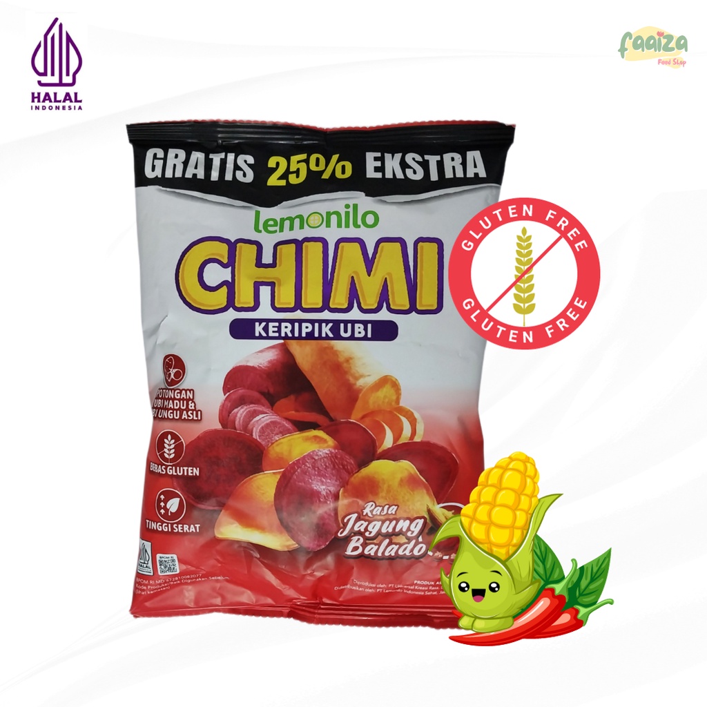 

Lemonilo Chimi 50gr Keripik Ubi Jagung Balado Snack Gluten Free