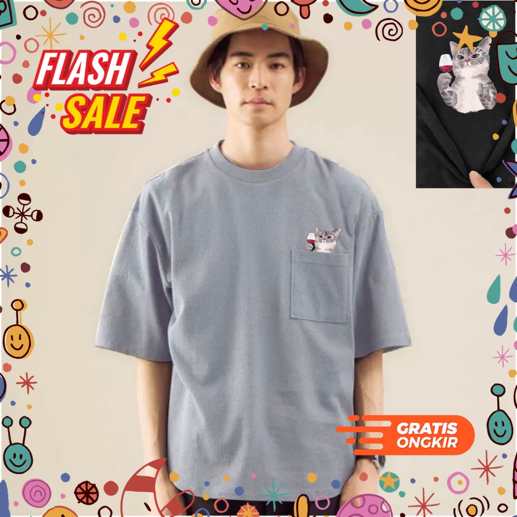 MEGASALE / Mokokomo - Kaos Ario Grey Baju Oversize Pria Kaos Oversize Pria Terbaru