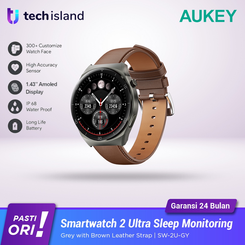 Aukey Smartwatch 2 Ultra SW-2U Gray Amoled Display Bluetooth Call IP68 Waterproof SW-2U-GY