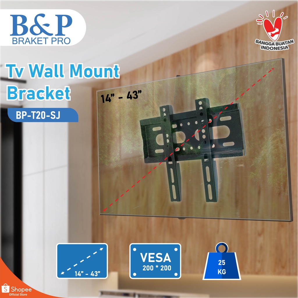 Bracket Braket TV LCD Fix 14 17 19 22 24 32 40 42 43 Inch Wall Mount