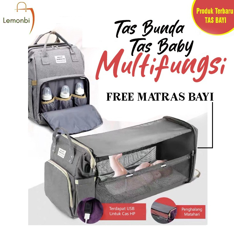 Tas Bayi Multifungsi Tempat tidur lipat Baby diapers bag Tas Barang Bayi Multifungsi waterproof