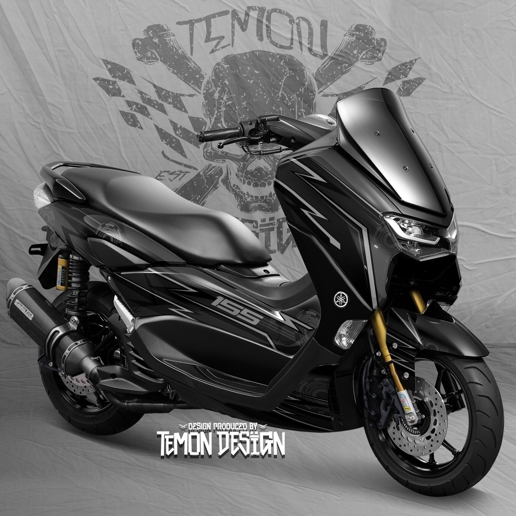 Sticker Nmax Full Body / Decal Nmax New 2021 Full Desain Grafis Simple Black Cream