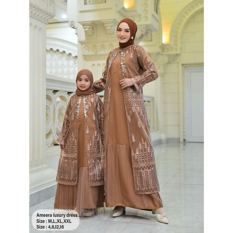 Gamis Couple Ibu dan Anak| Gamis | Gamis Jumbo Ld 120cm| Gamis Couple Keluarga| Gamis Bordir Mewah| 