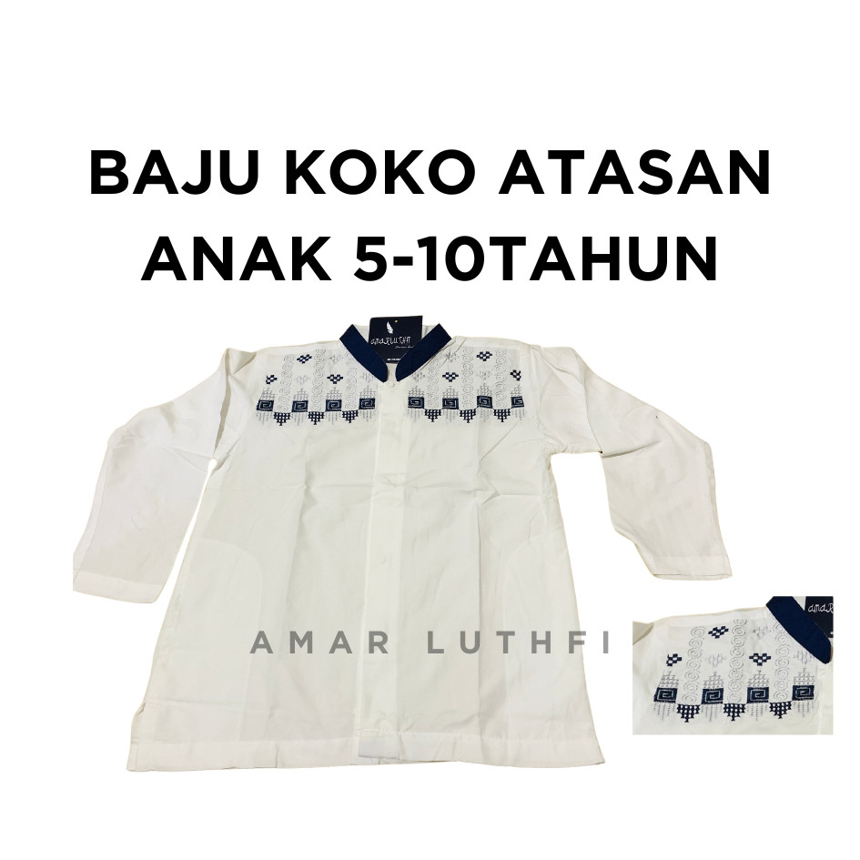 BAJU KOKO PUTIH ANAK REMAJA PREMIUM BORDIR KATUN ADEM MERK ABDILLAH