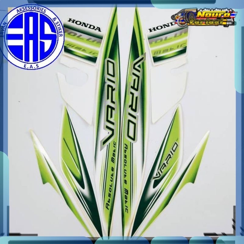 Stiker striping honda vario 110 karbu 2008 putih hijau  standar  bagus