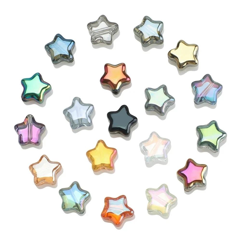 

50 Pcs Glass Crystal Star Beads AB Colorful 8mm Loose Spacer Beads for DIY Jewelry Bracelet Necklace Making Accessories