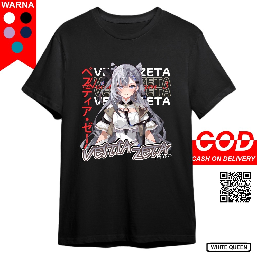 KAOS VESTIA ZETA HOLOLIVE -  KAOS DISTRO PRIA & WANITA ANIME & GAME DESIGN VTUBER VESTIA ZETA HOLOLI