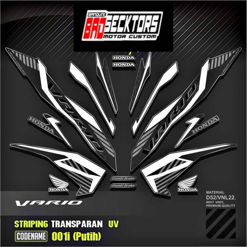 Decal Sticker Striping Variasi Transparan Uv All New Vario 125 2024/2025 Vario 125 New 2023 Vario Le