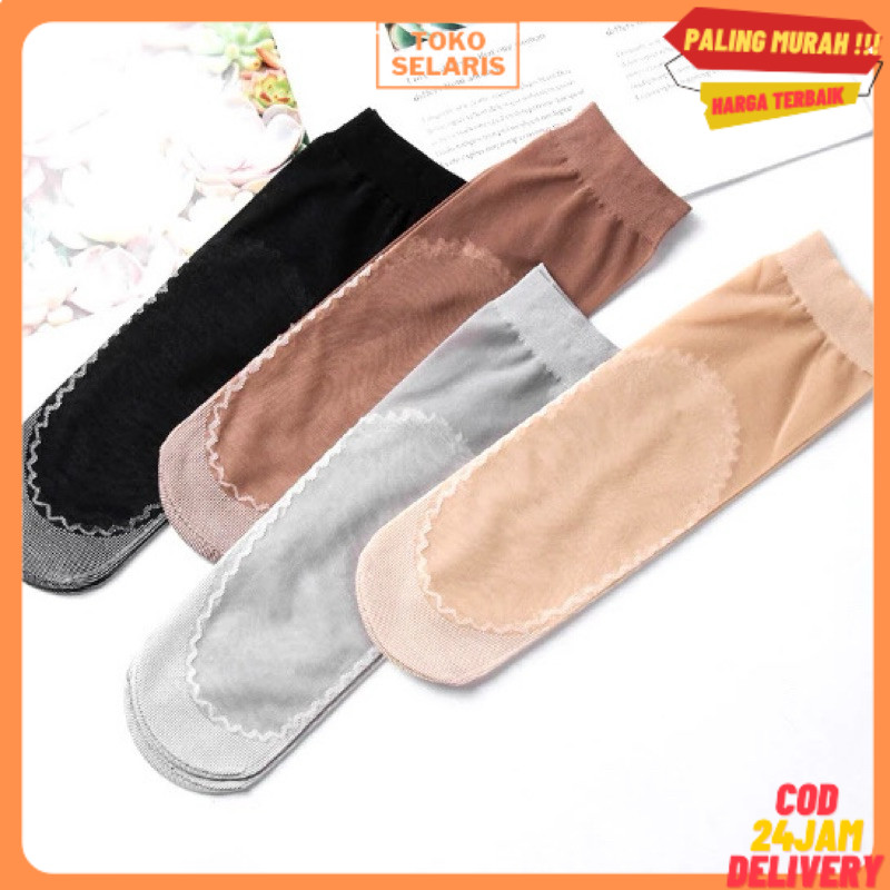 COD Makassar Kaos Kaki Stocking Pendek Wanita Anti Slip / Kaos Kaki Wanita Model Stocking / Kaos Kak
