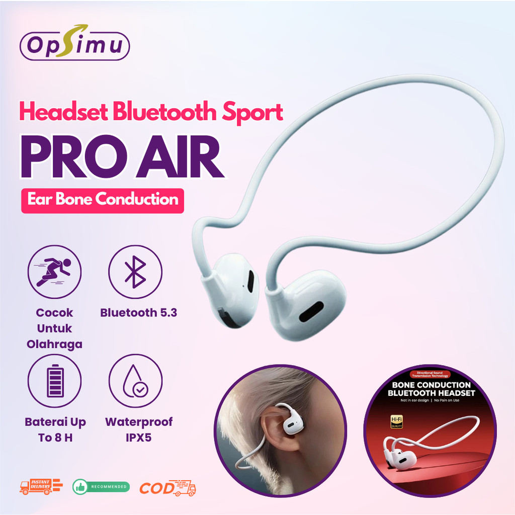 [MAKASSAR] OPSIMU GADGET Headset Bluetooth Ear Sport 5.3 Pro Air Call Earphone Bluetooth Tahan Air B