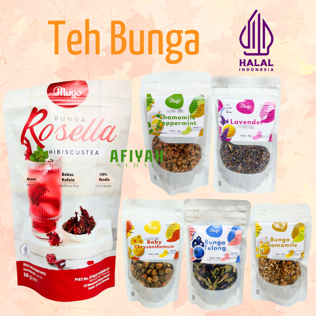 

MUGO Teh Bunga Celup Siap Seduh Premium Flower Tea - Variant Chamomile, Rosella, Lavender, Telang