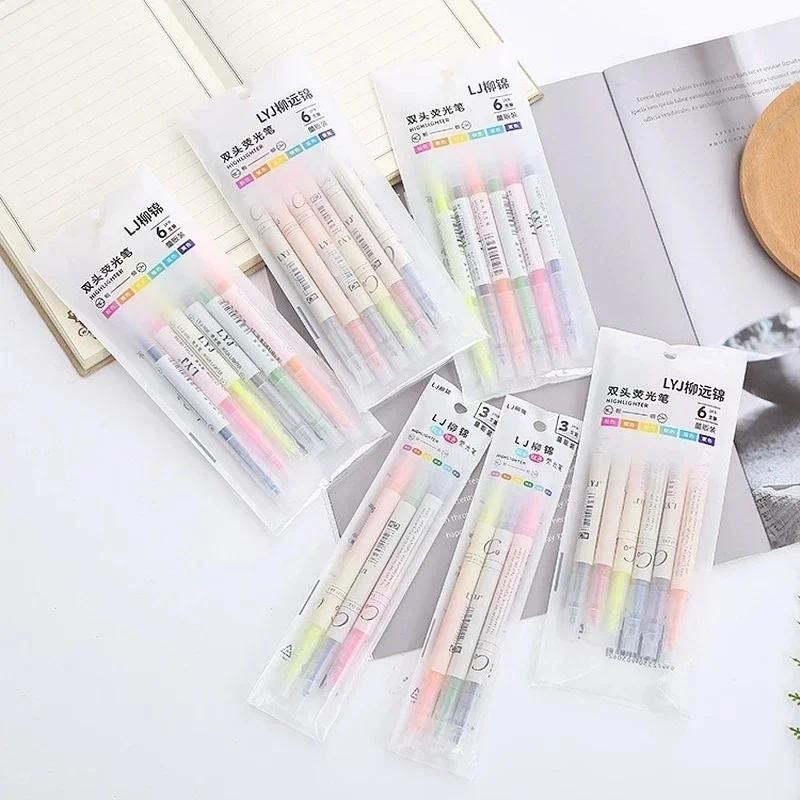 

Double Headed Double Head Highlighter Pen Markers Chisel Tip Marker Fluorescent School Writing Highlighters Color Cute