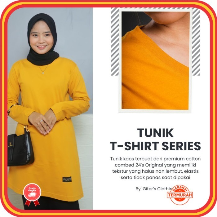 Tunik Cantik Baru Murah Wanita Baju Lebaran Kekinian /Tunik kaos katun combed 24s premium by giterst
