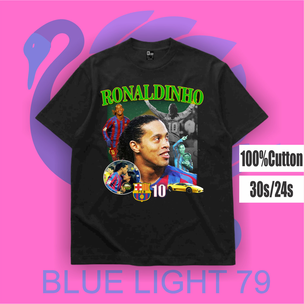 KAOS RONALDINHO - MAGIC BALL PLAYERS - LEGEND FOOTBALL | TSHIRT OVERSIZE BAJU HITAM RONALDINHO HIJAU
